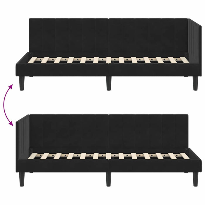 Cadru de pat colțar cu headboard Negru 80 x 200 cm Catifea - WALTI WALTI
