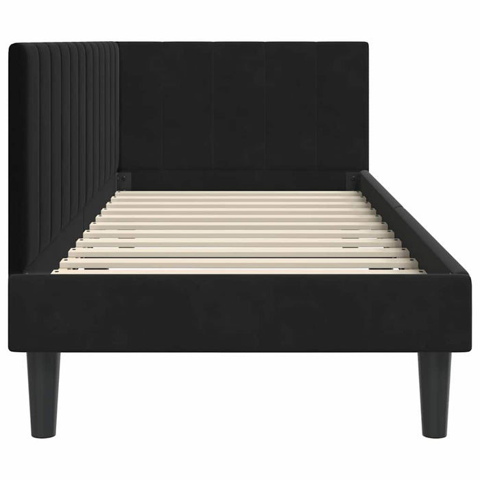 Cadru de pat colțar cu headboard Negru 80 x 200 cm Catifea - WALTI WALTI