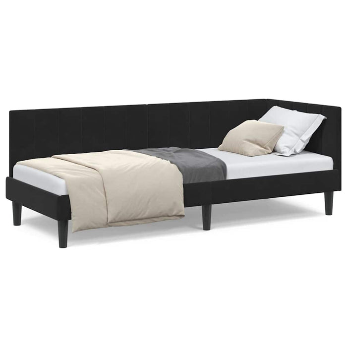 Cadru de pat colțar cu headboard Negru 80 x 200 cm Catifea - WALTI WALTI