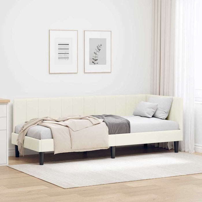 Cadru de pat colțar cu headboard Crem 80 x 200 cm Catifea - WALTI WALTI