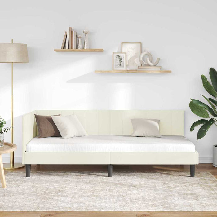 Cadru de pat colțar cu headboard Crem 80 x 200 cm Catifea - WALTI WALTI