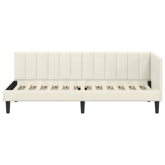 Cadru de pat colțar cu headboard Crem 80 x 200 cm Catifea - WALTI WALTI