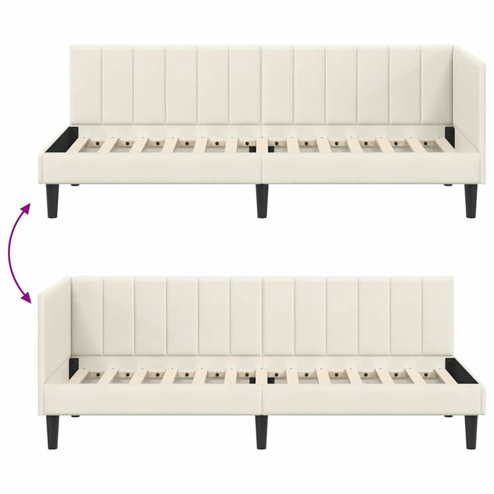 Cadru de pat colțar cu headboard Crem 80 x 200 cm Catifea - WALTI WALTI