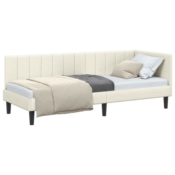 Cadru de pat colțar cu headboard Crem 80 x 200 cm Catifea - WALTI WALTI