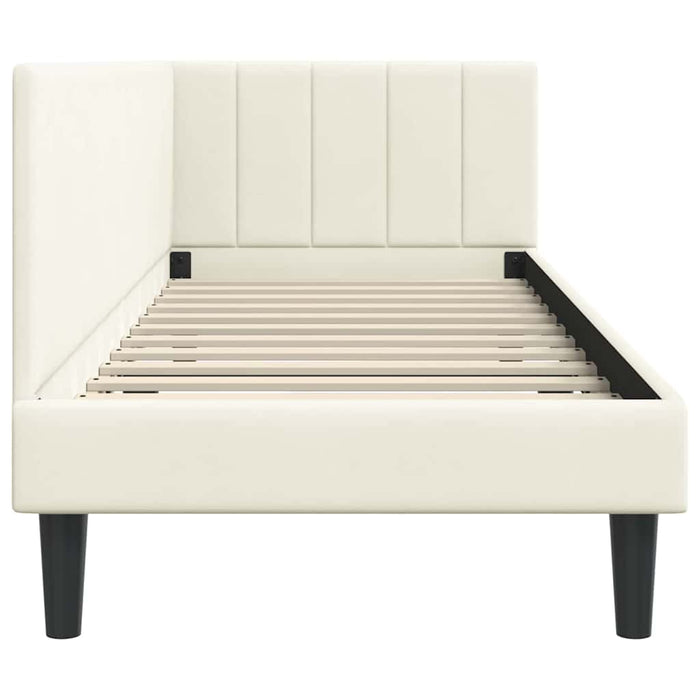 Cadru de pat colțar cu headboard Crem 80 x 200 cm Catifea - WALTI WALTI
