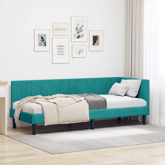 Cadru de pat colțar cu headboard Turcoaz 80 x 200 cm Catifea - WALTI WALTI