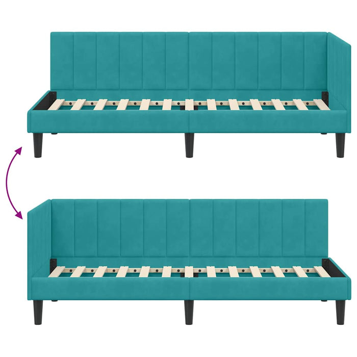 Cadru de pat colțar cu headboard Turcoaz 80 x 200 cm Catifea - WALTI WALTI