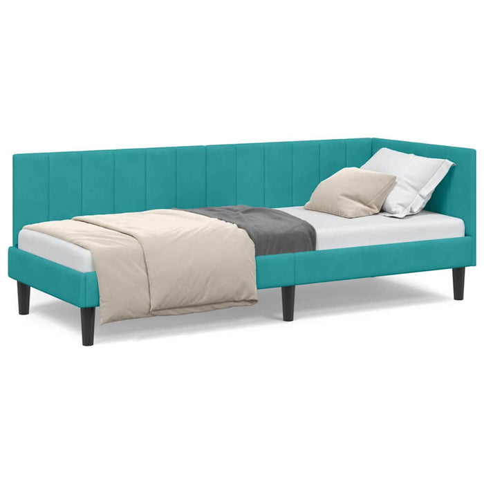 Cadru de pat colțar cu headboard Turcoaz 80 x 200 cm Catifea - WALTI WALTI