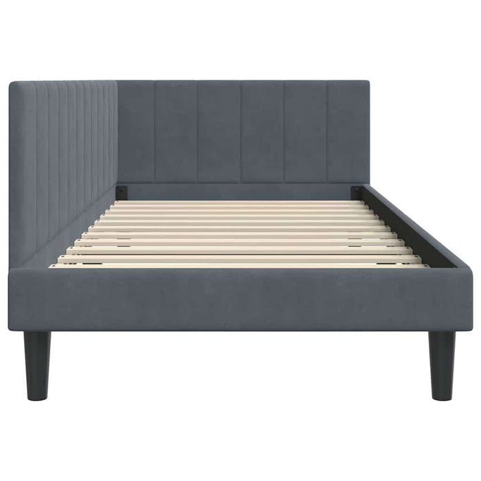 Cadru de pat colțar cu headboard Gri închis 90 x 190 cm Catifea - WALTI WALTI