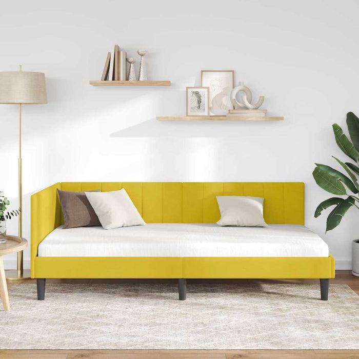Cadru de pat colțar cu headboard Galben 90 x 190 cm Catifea - WALTI WALTI