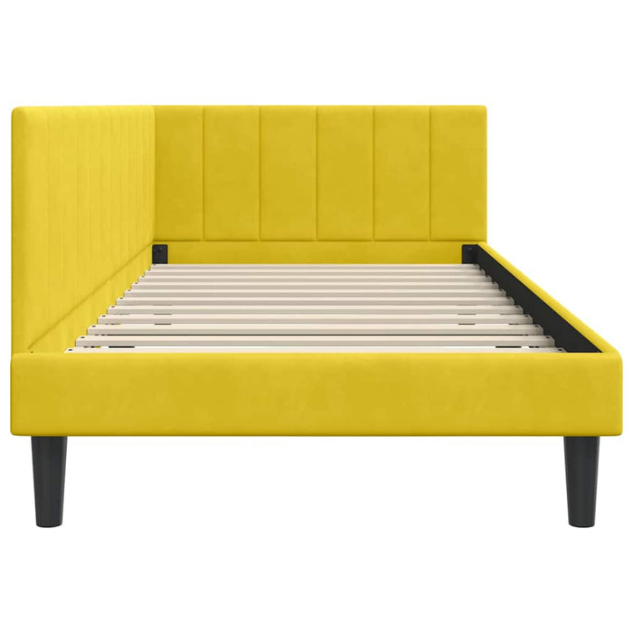 Cadru de pat colțar cu headboard Galben 90 x 190 cm Catifea - WALTI WALTI