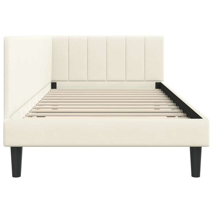 Cadru de pat colțar cu headboard Crem 90 cm x 190 cm Catifea WALTI