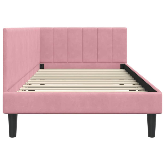 Cadru de pat colțar cu headboard Roz 100 cm x 200 cm Catifea WALTI