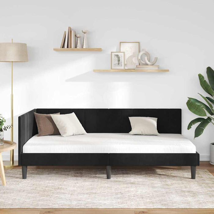 Cadru de pat colțar cu headboard Negru 100 x 200 cm Catifea - WALTI WALTI