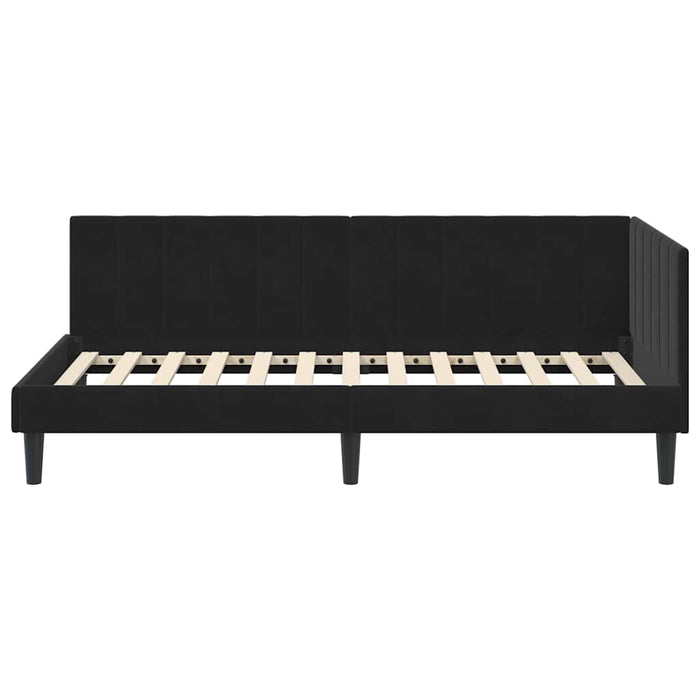 Cadru de pat colțar cu headboard Negru 100 x 200 cm Catifea - WALTI WALTI