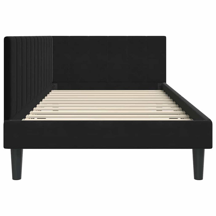 Cadru de pat colțar cu headboard Negru 100 x 200 cm Catifea - WALTI WALTI