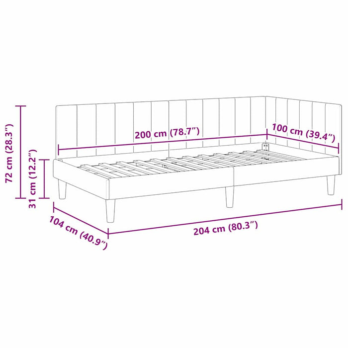 Cadru de pat colțar cu headboard Crem 100 cm x 200 cm Catifea WALTI