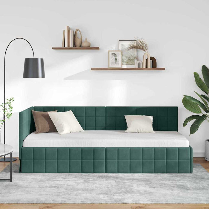 Cadru de pat colțar Verde închis 80 cm x 200 cm Catifea - WALTI WALTI