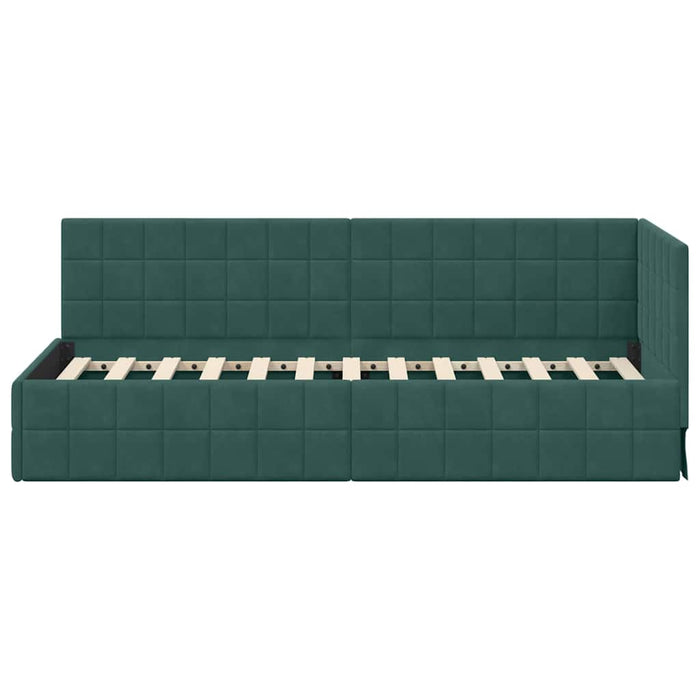 Cadru de pat colțar Verde închis 80 cm x 200 cm Catifea - WALTI WALTI