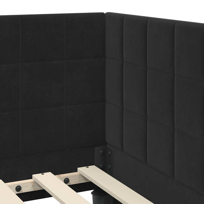 Cadru de pat colțar cu headboard Negru 80 cm x 200 cm Catifea - WALTI WALTI