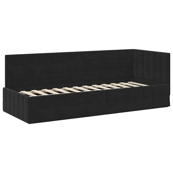 Cadru de pat colțar cu headboard Negru 80 cm x 200 cm Catifea - WALTI WALTI