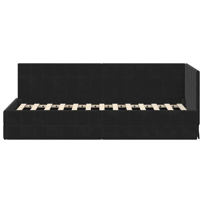 Cadru de pat colțar cu headboard Negru 80 cm x 200 cm Catifea - WALTI WALTI