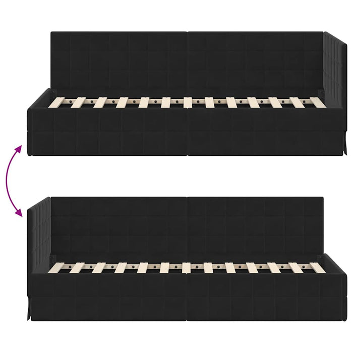 Cadru de pat colțar cu headboard Negru 80 cm x 200 cm Catifea - WALTI WALTI