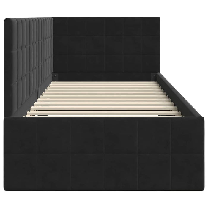Cadru de pat colțar cu headboard Negru 80 cm x 200 cm Catifea - WALTI WALTI
