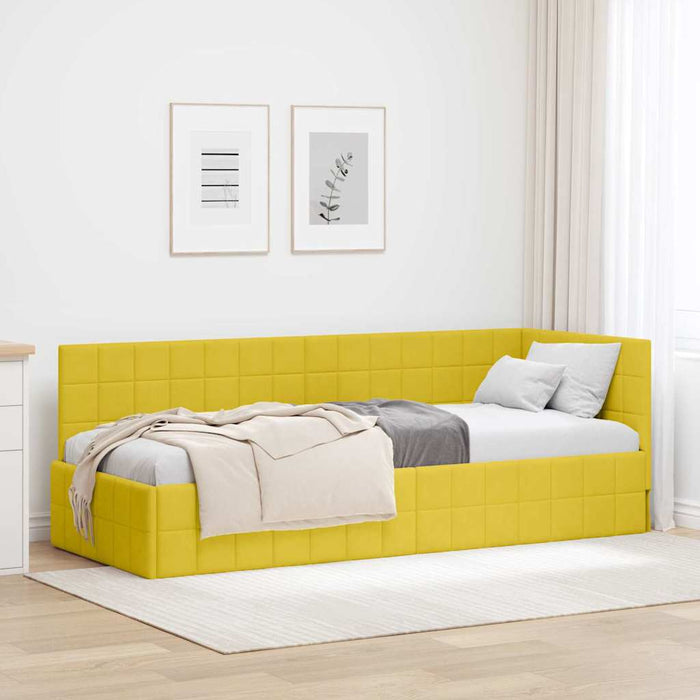 Cadru de pat colțar cu headboard Galben 80 cm x 200 cm Catifea - WALTI WALTI