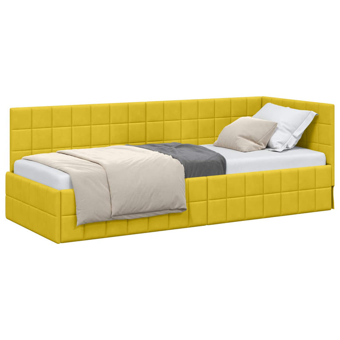 Cadru de pat colțar cu headboard Galben 80 cm x 200 cm Catifea - WALTI WALTI