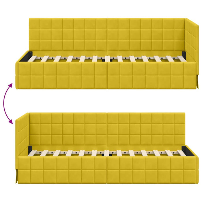 Cadru de pat colțar cu headboard Galben 80 cm x 200 cm Catifea - WALTI WALTI