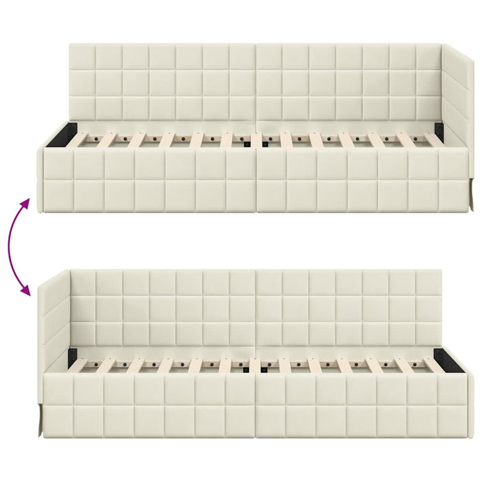 Cadru de pat colțar cu headboard Crem 80 cm x 200 cm Catifea - WALTI WALTI