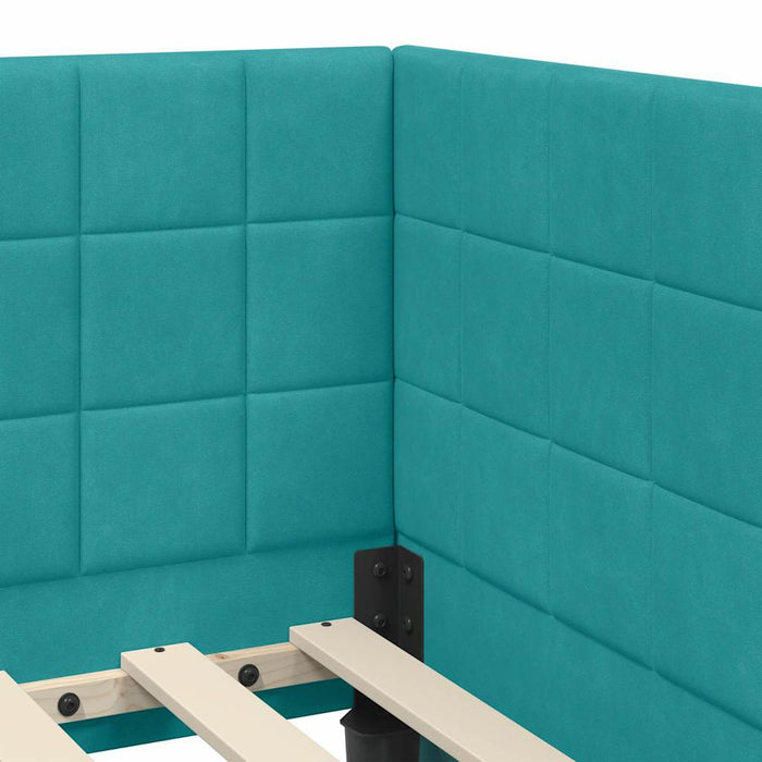 Cadru de pat colțar cu headboard Turcoaz 80 cm x 200 cm Catifea - WALTI WALTI