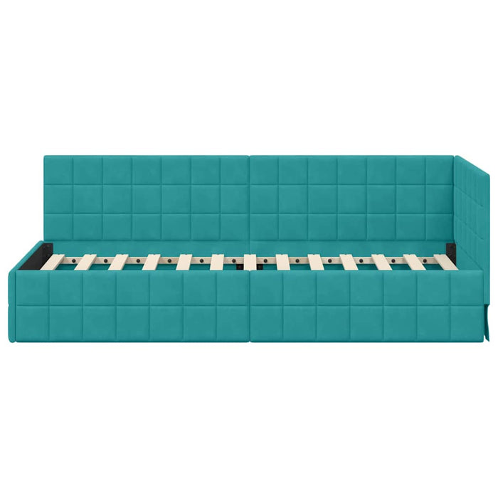 Cadru de pat colțar cu headboard Turcoaz 80 cm x 200 cm Catifea - WALTI WALTI