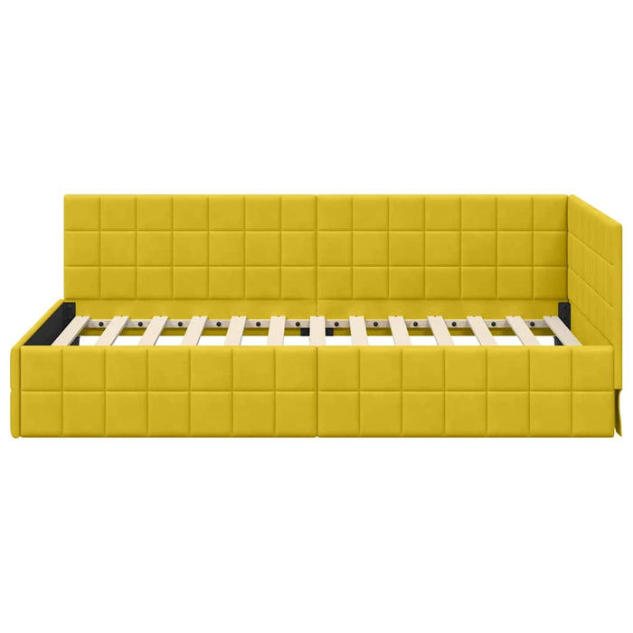 Cadru de pat colțar cu headboard Galben 90 cm x 190 cm Catifea - WALTI WALTI