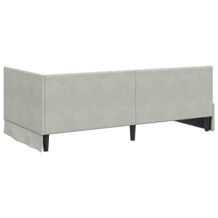 Cadru de pat colțar Gri deschis 90 cm x 200 cm Catifea WALTI