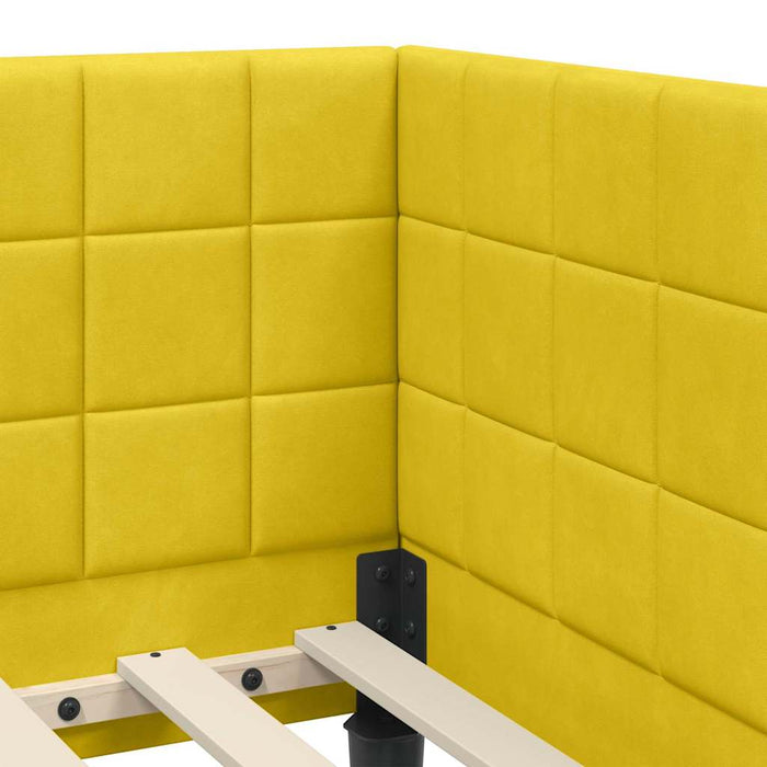 Cadru de pat colțar cu headboard Galben 90 cm x 200 cm Catifea - WALTI WALTI