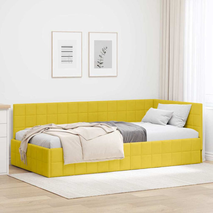 Cadru de pat colțar cu headboard Galben 90 cm x 200 cm Catifea - WALTI WALTI