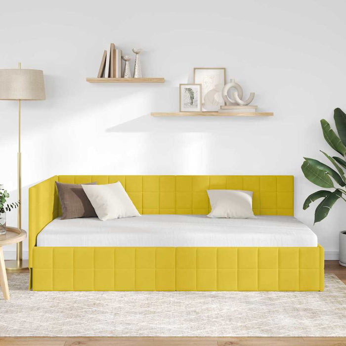 Cadru de pat colțar cu headboard Galben 90 cm x 200 cm Catifea - WALTI WALTI