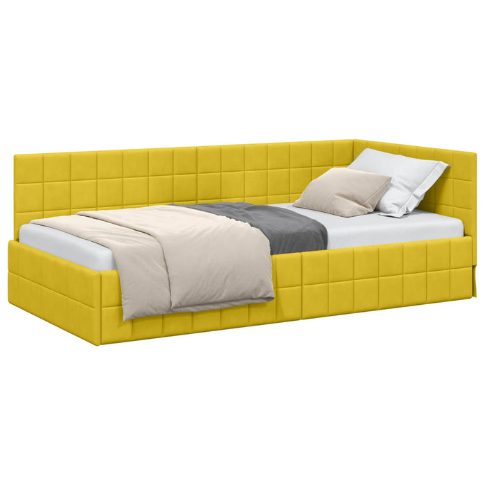 Cadru de pat colțar cu headboard Galben 90 cm x 200 cm Catifea - WALTI WALTI