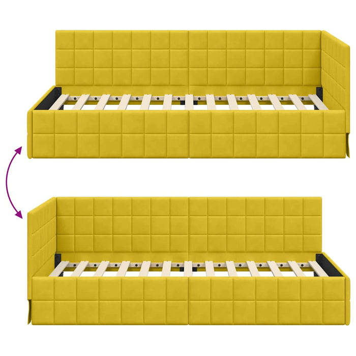 Cadru de pat colțar cu headboard Galben 90 cm x 200 cm Catifea - WALTI WALTI