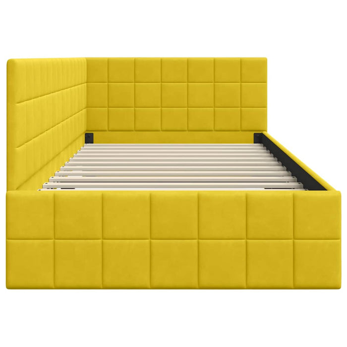 Cadru de pat colțar cu headboard Galben 90 cm x 200 cm Catifea - WALTI WALTI