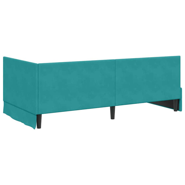 Cadru de pat colțar cu headboard Turcoaz 90 cm x 200 cm Catifea - WALTI WALTI