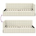 Cadru de pat colțar cu headboard Crem 100 cm x 200 cm Catifea - WALTI WALTI
