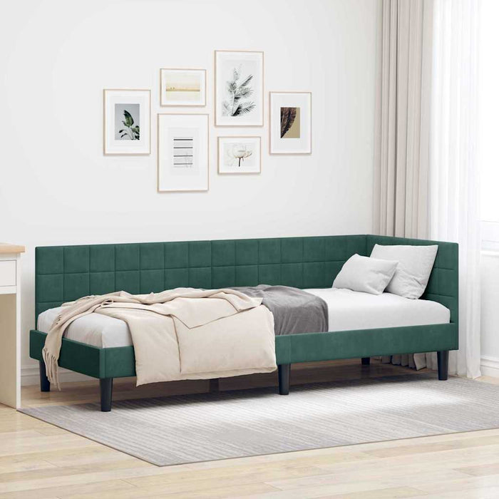 Cadru de pat colțar Verde închis 80 cm x 200 cm Catifea - WALTI WALTI