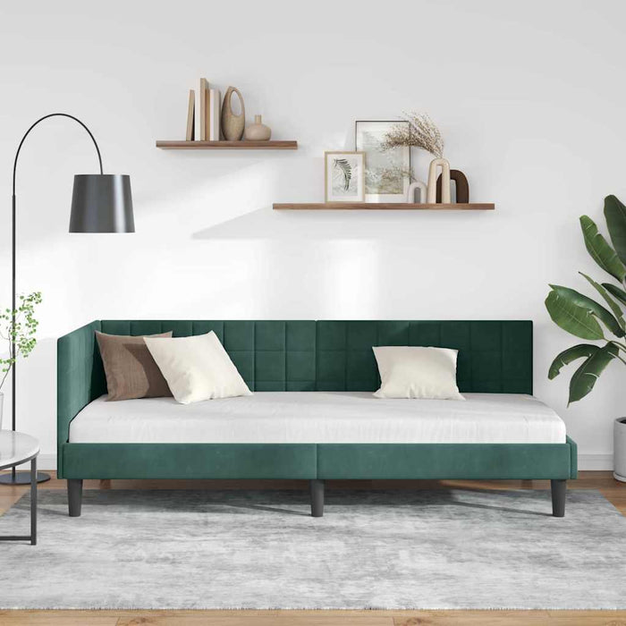 Cadru de pat colțar Verde închis 80 cm x 200 cm Catifea - WALTI WALTI