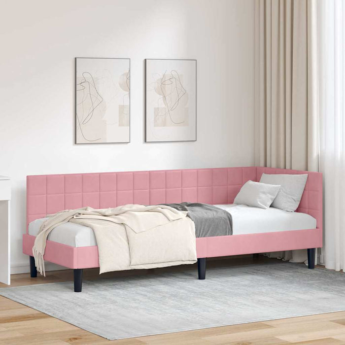 Cadru de pat colțar cu headboard Roz 80 cm x 200 cm Catifea - WALTI WALTI