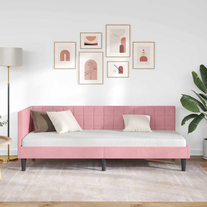 Cadru de pat colțar cu headboard Roz 80 cm x 200 cm Catifea - WALTI WALTI