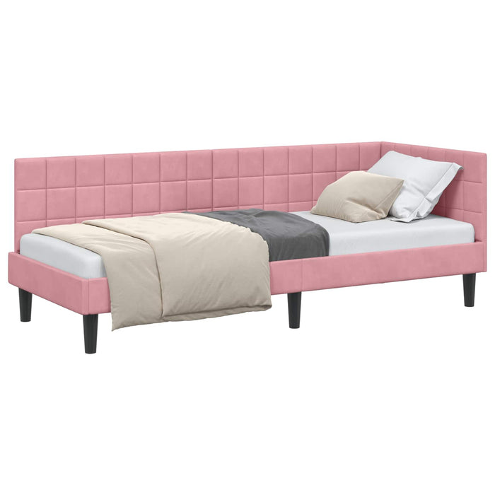 Cadru de pat colțar cu headboard Roz 80 cm x 200 cm Catifea - WALTI WALTI