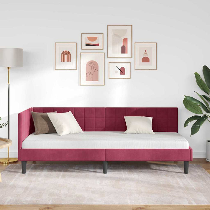 Cadru de pat colțar Roșu Vin 80 cm x 200 cm Catifea - WALTI WALTI